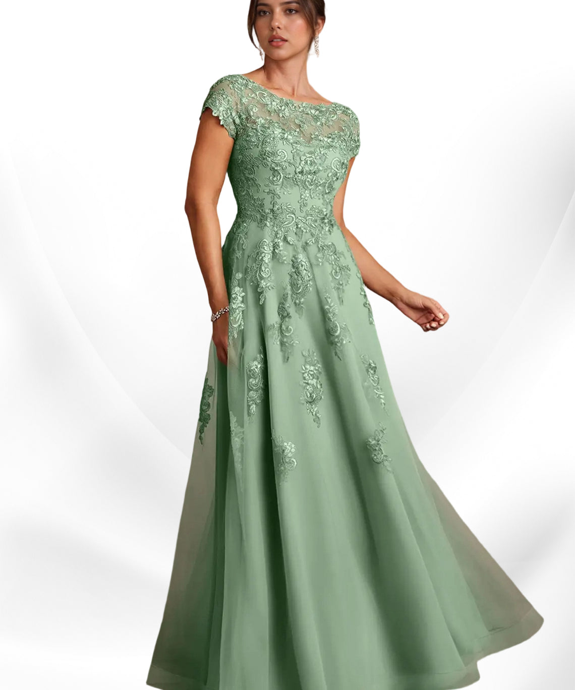 Augday A-Line Lace Chiffon Dress