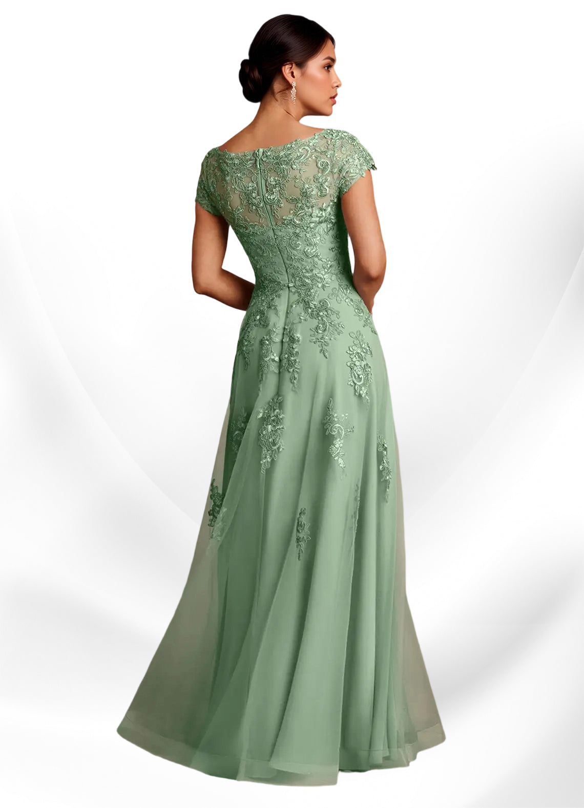 Augday A-Line Lace Chiffon Dress