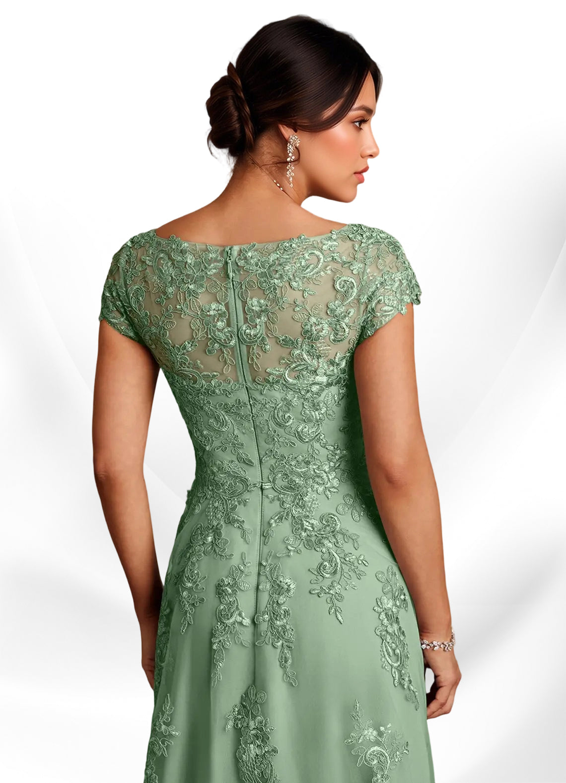 Augday A-Line Lace Chiffon Dress