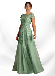 Augday A-Line Lace Chiffon Dress