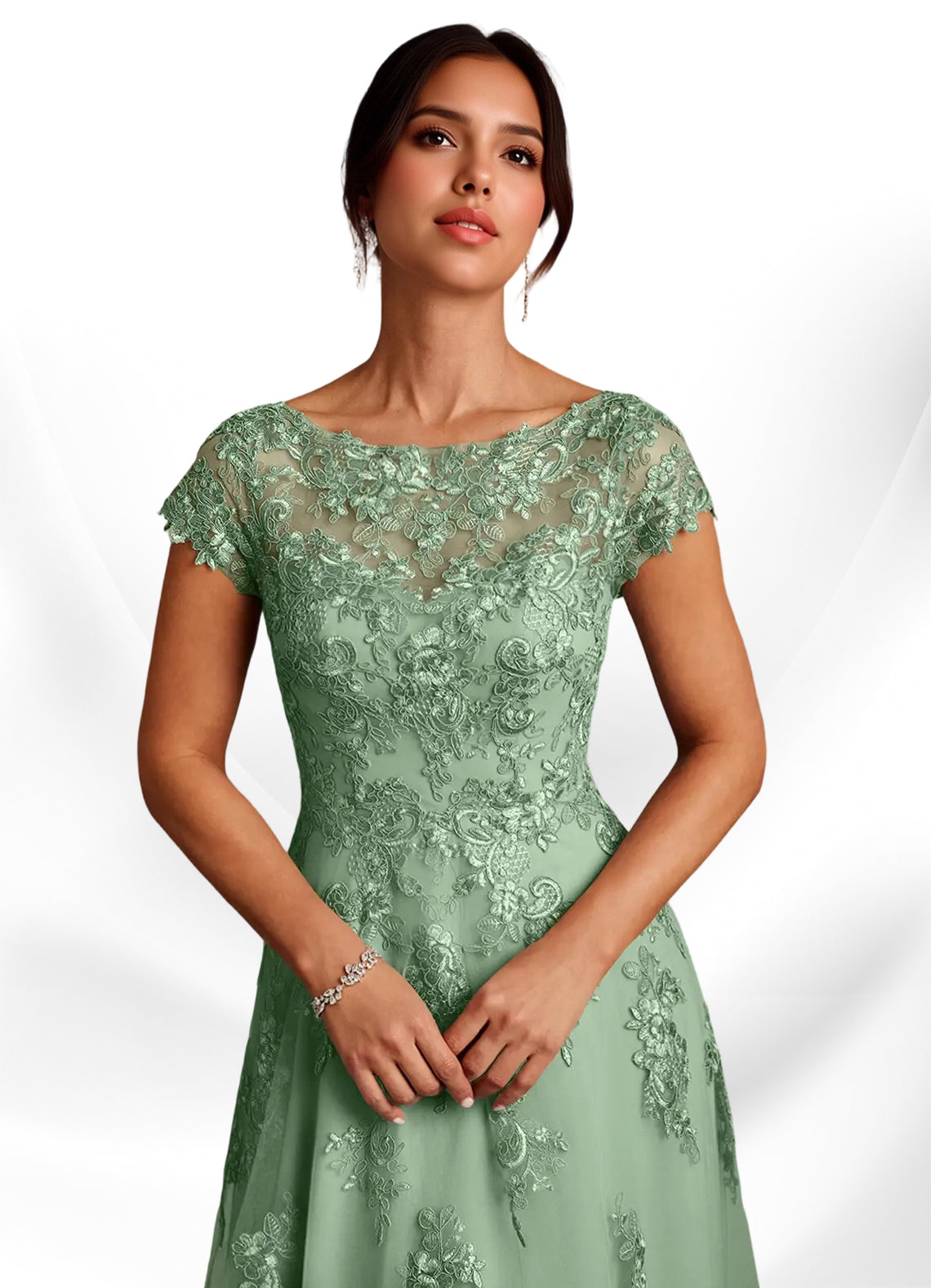 Augday A-Line Lace Chiffon Dress