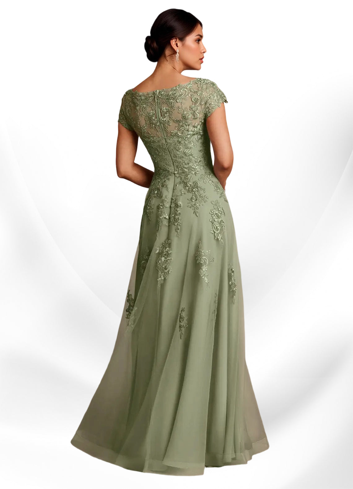 Augday A-Line Lace Chiffon Dress