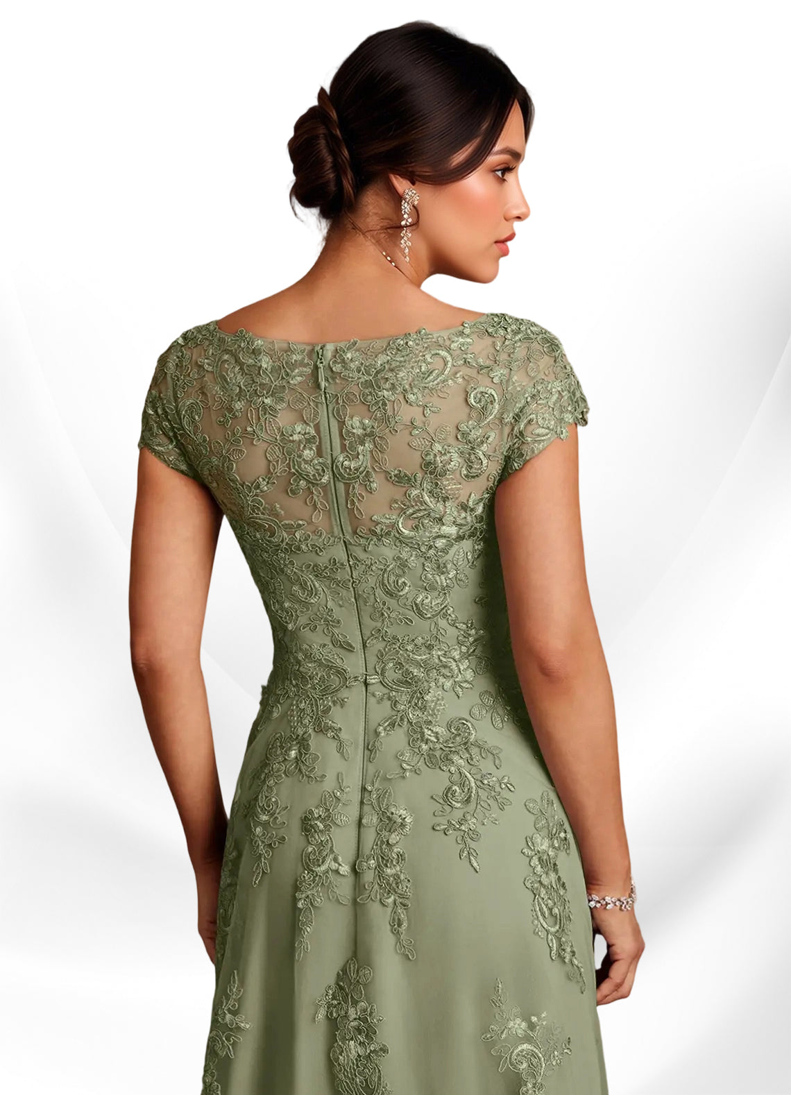 Augday A-Line Lace Chiffon Dress