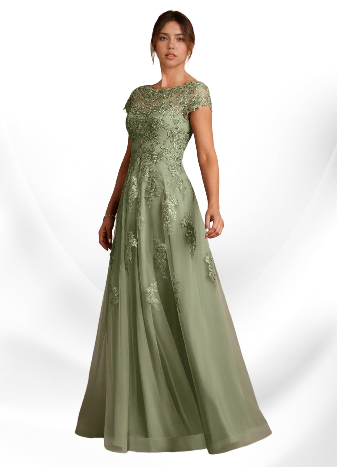 Augday A-Line Lace Chiffon Dress