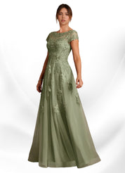 Augday A-Line Lace Chiffon Dress