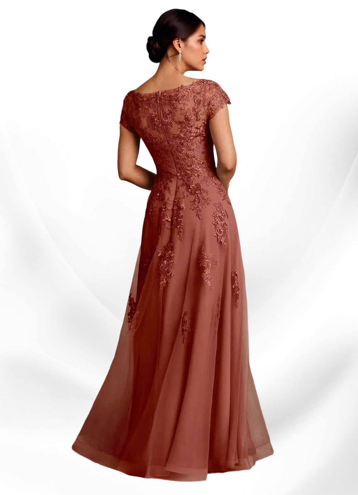 Augday A-Line Lace Chiffon Dress