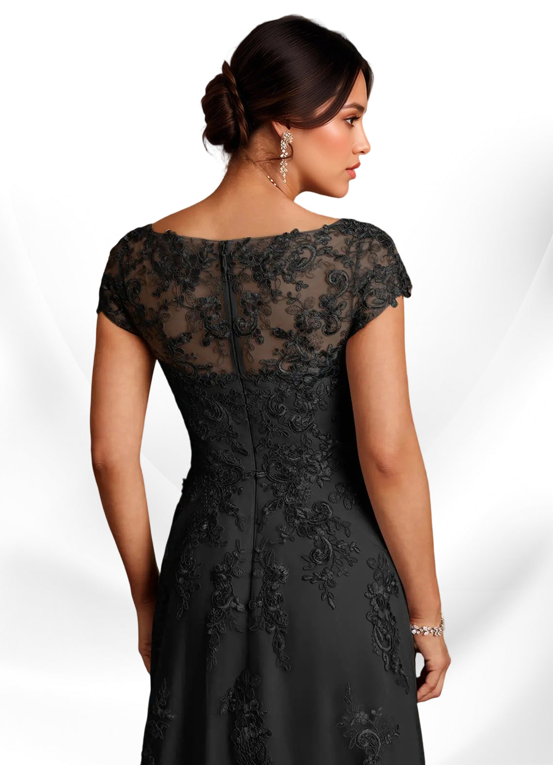 Augday A-Line Lace Chiffon Dress