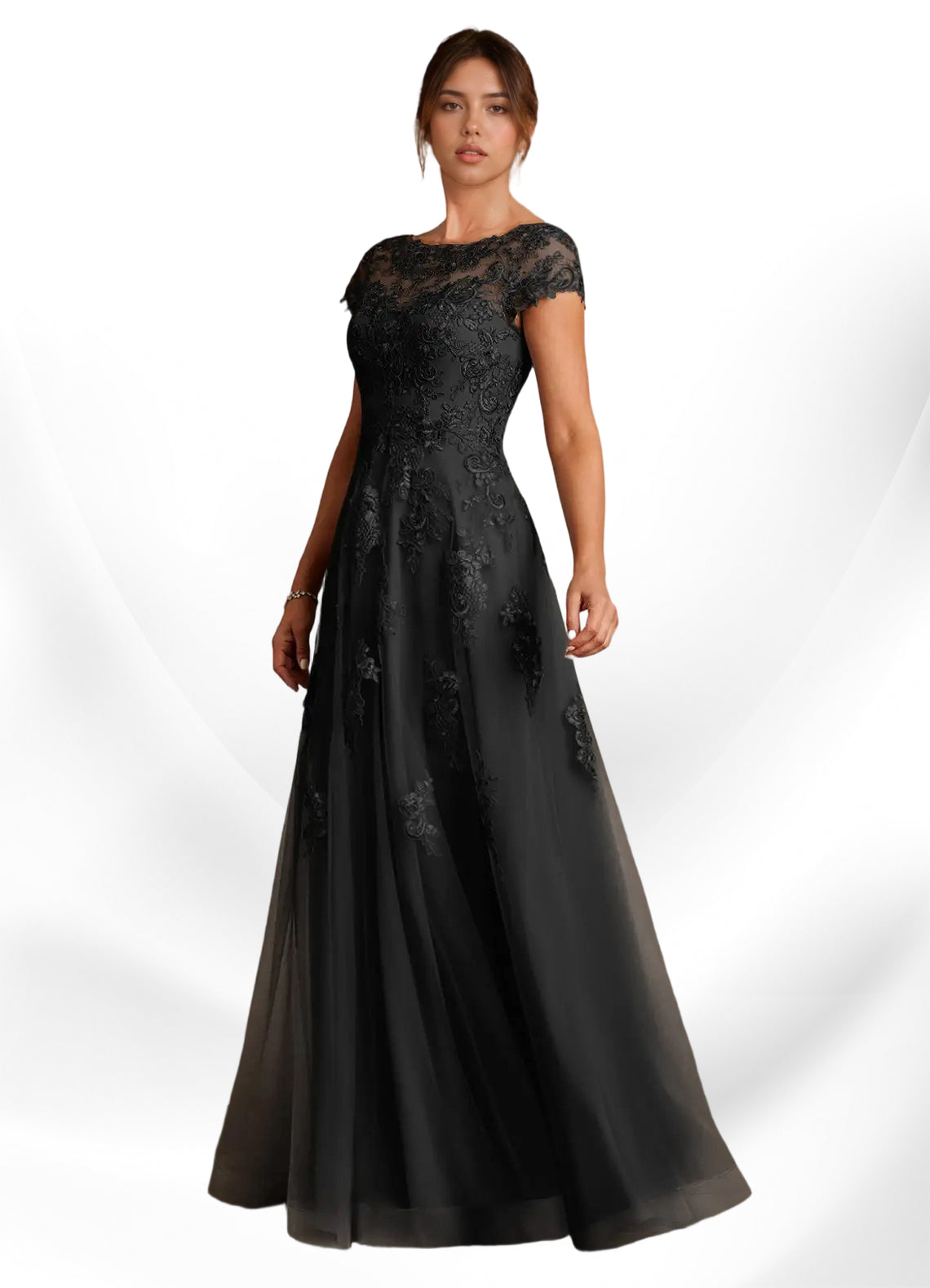 Augday A-Line Lace Chiffon Dress