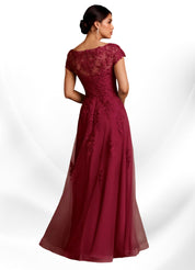 Augday A-Line Lace Chiffon Dress