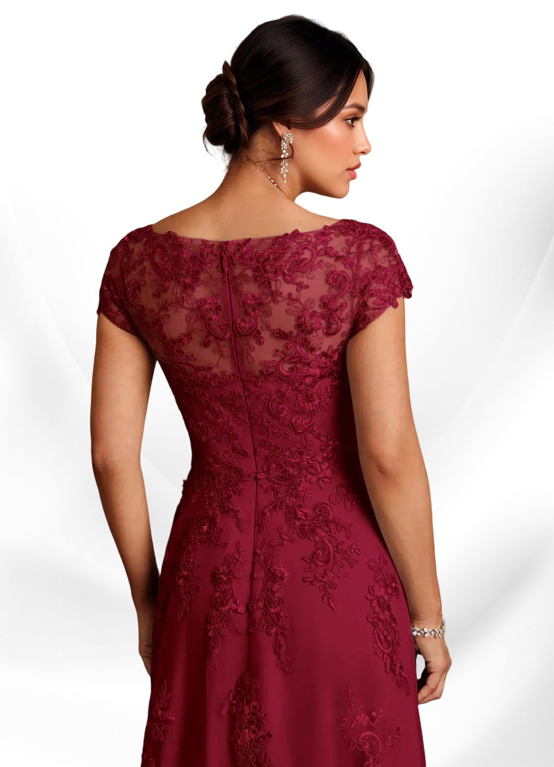 Augday A-Line Lace Chiffon Dress