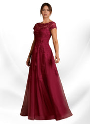 Augday A-Line Lace Chiffon Dress