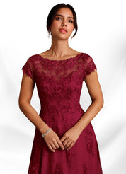 Augday A-Line Lace Chiffon Dress