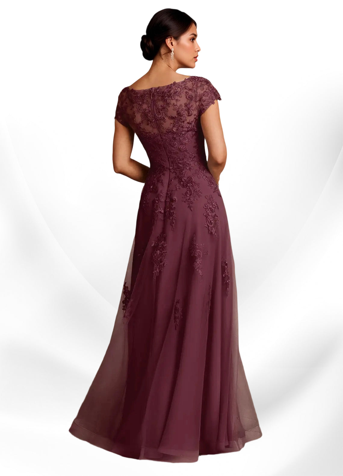 Augday A-Line Lace Chiffon Dress