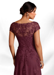 Augday A-Line Lace Chiffon Dress