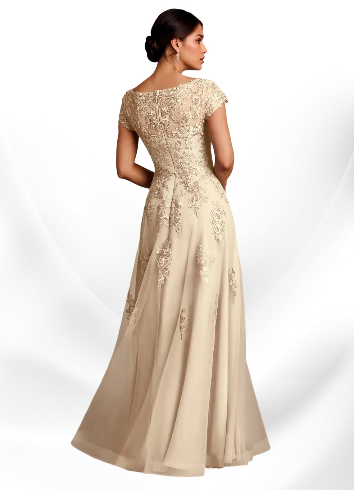 Augday A-Line Lace Chiffon Dress