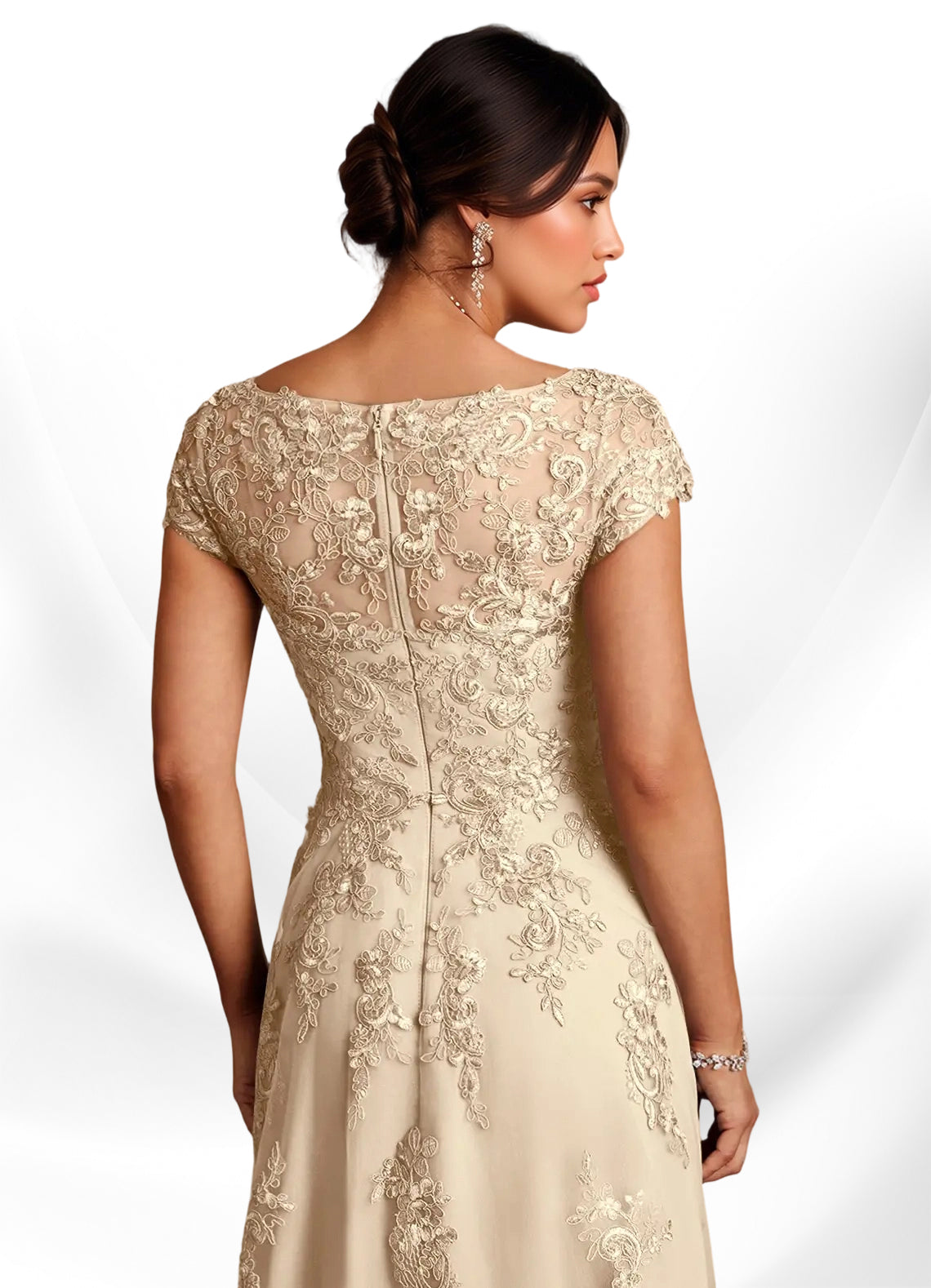 Augday A-Line Lace Chiffon Dress