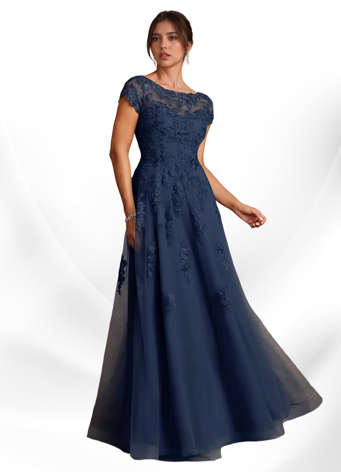 Augday A-Line Lace Chiffon Dress