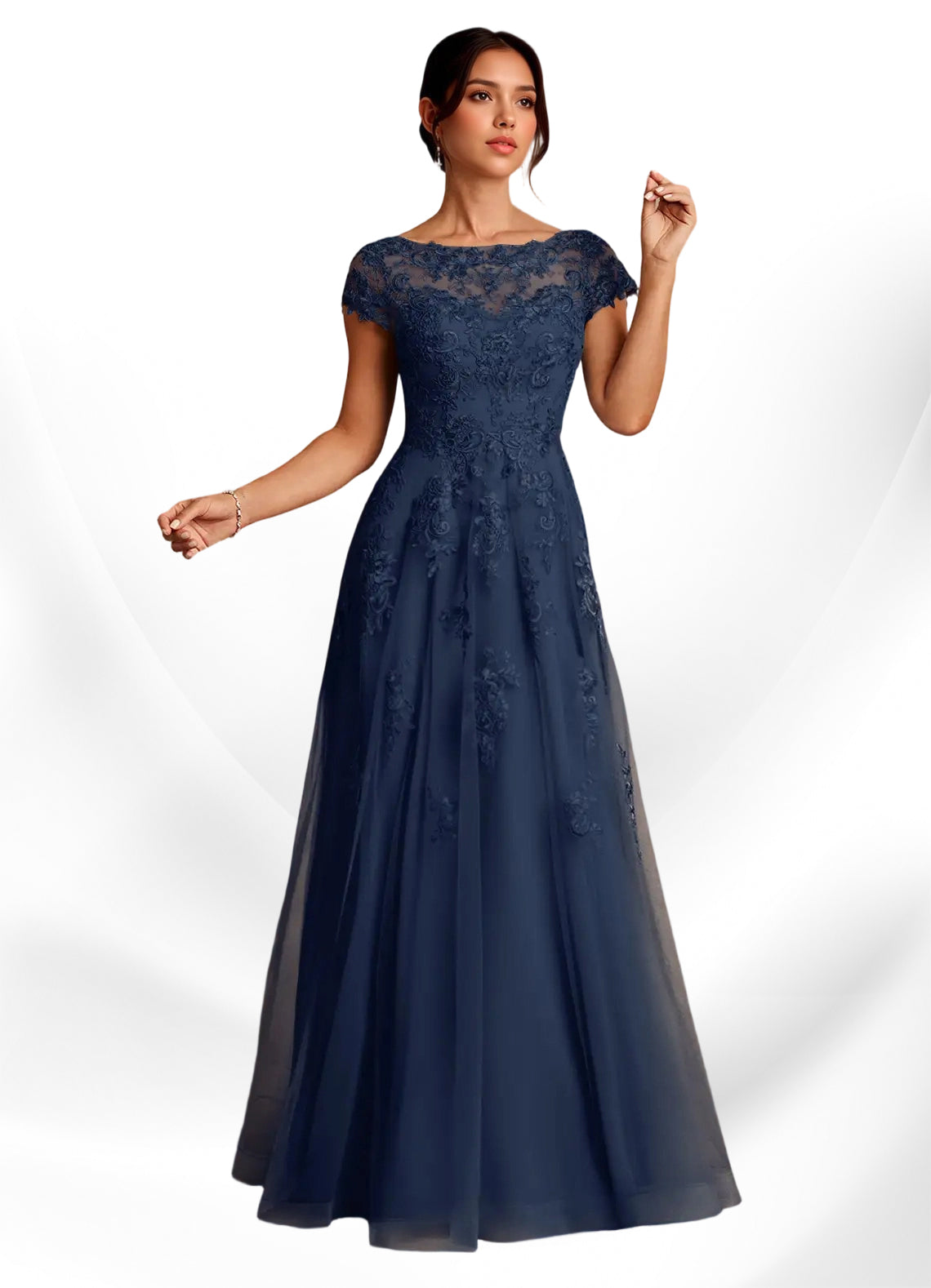 Augday A-Line Lace Chiffon Dress