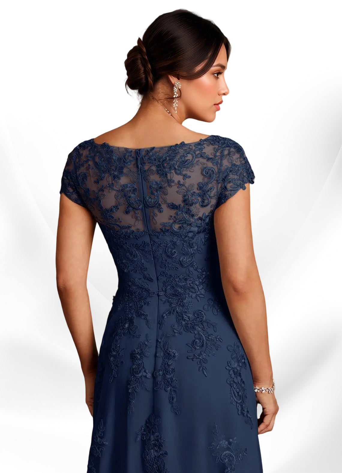 Augday A-Line Lace Chiffon Dress