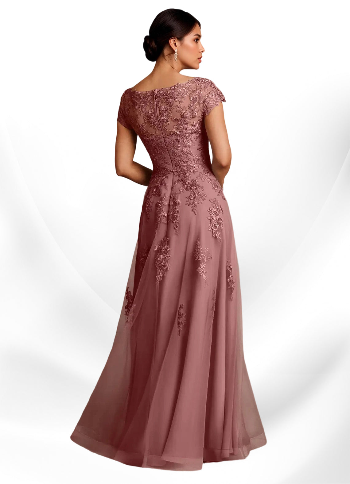 Augday A-Line Lace Chiffon Dress