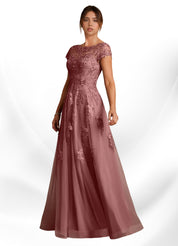 Augday A-Line Lace Chiffon Dress