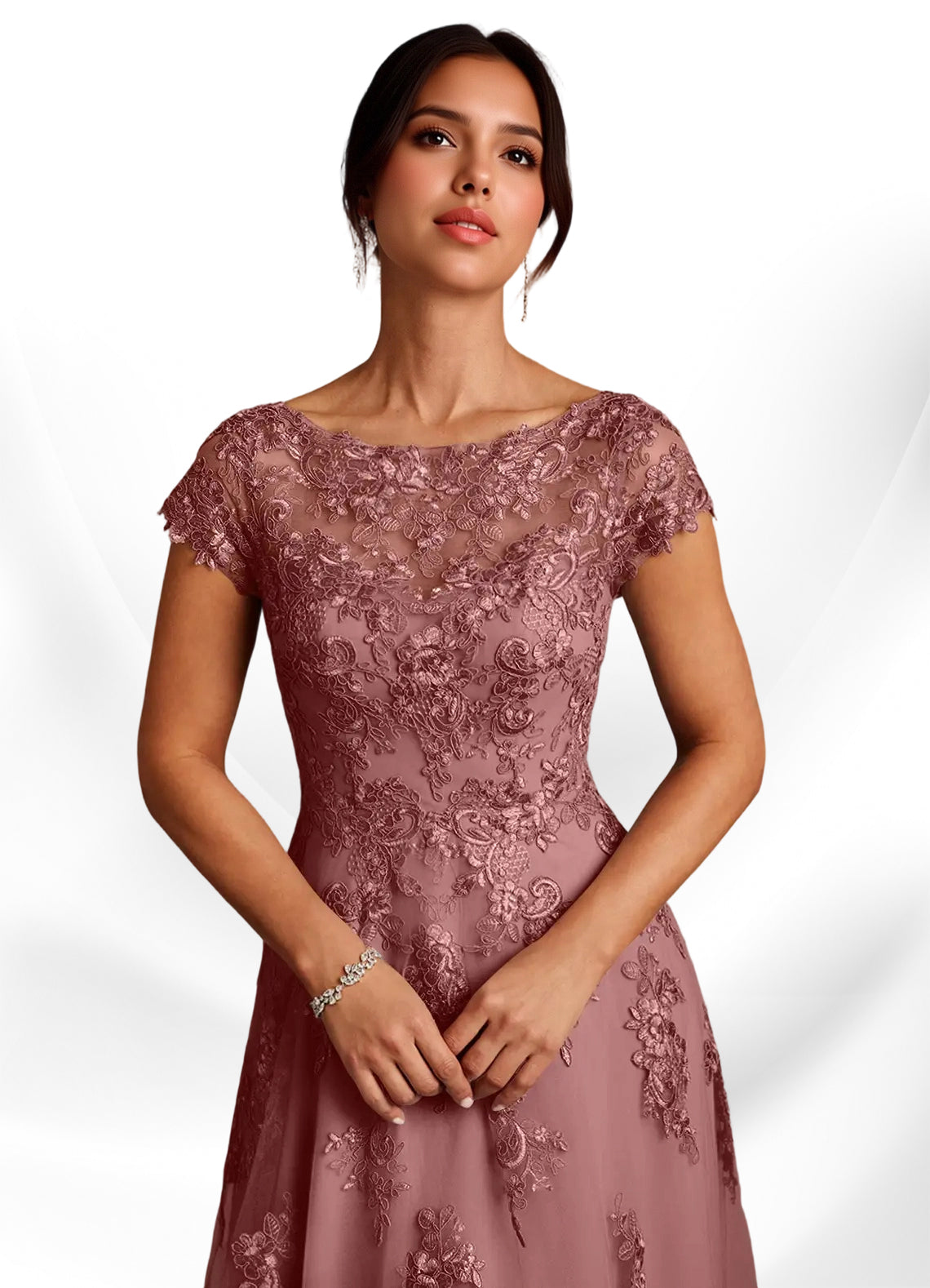 Augday A-Line Lace Chiffon Dress