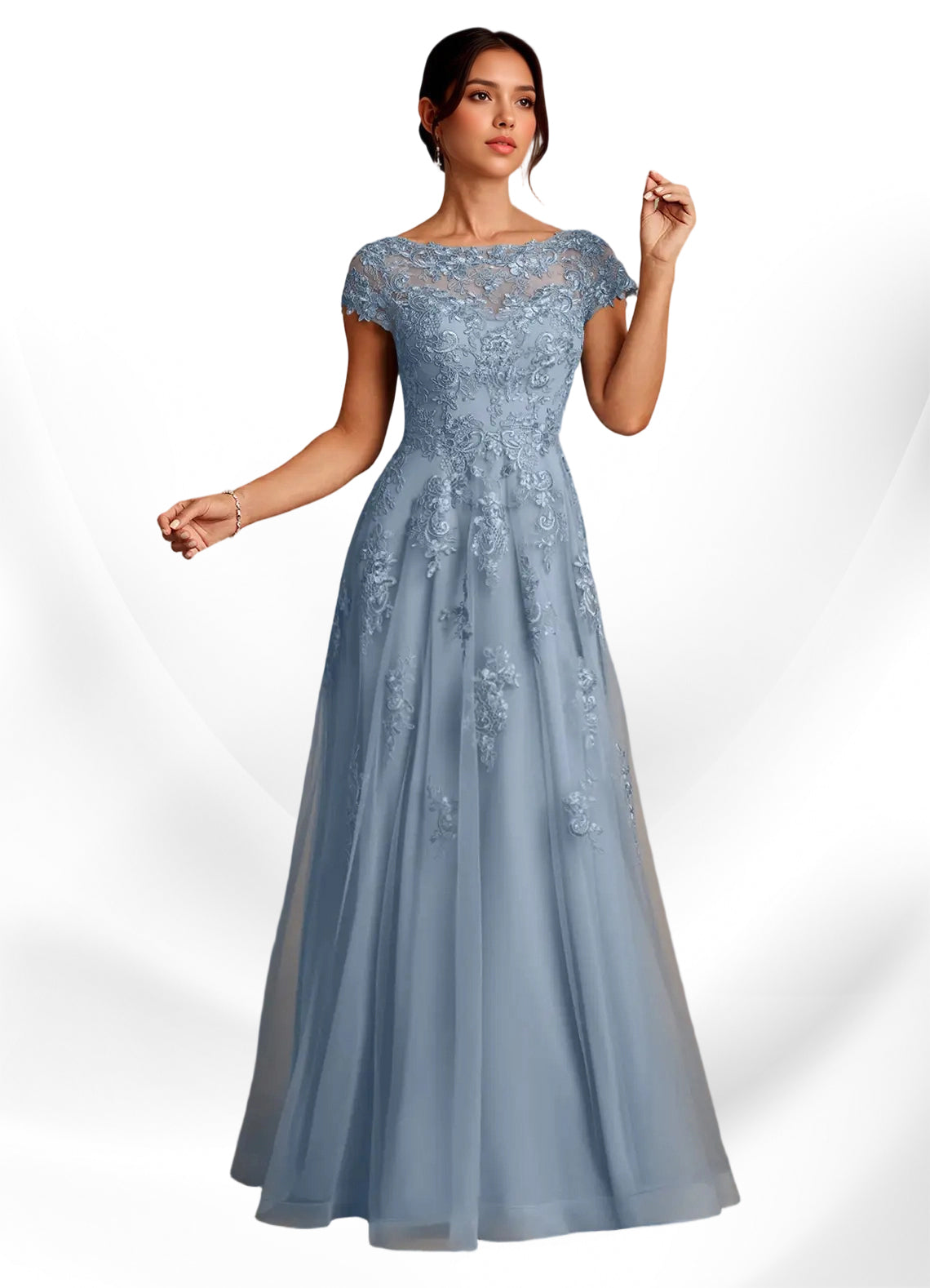 Augday A-Line Lace Chiffon Dress