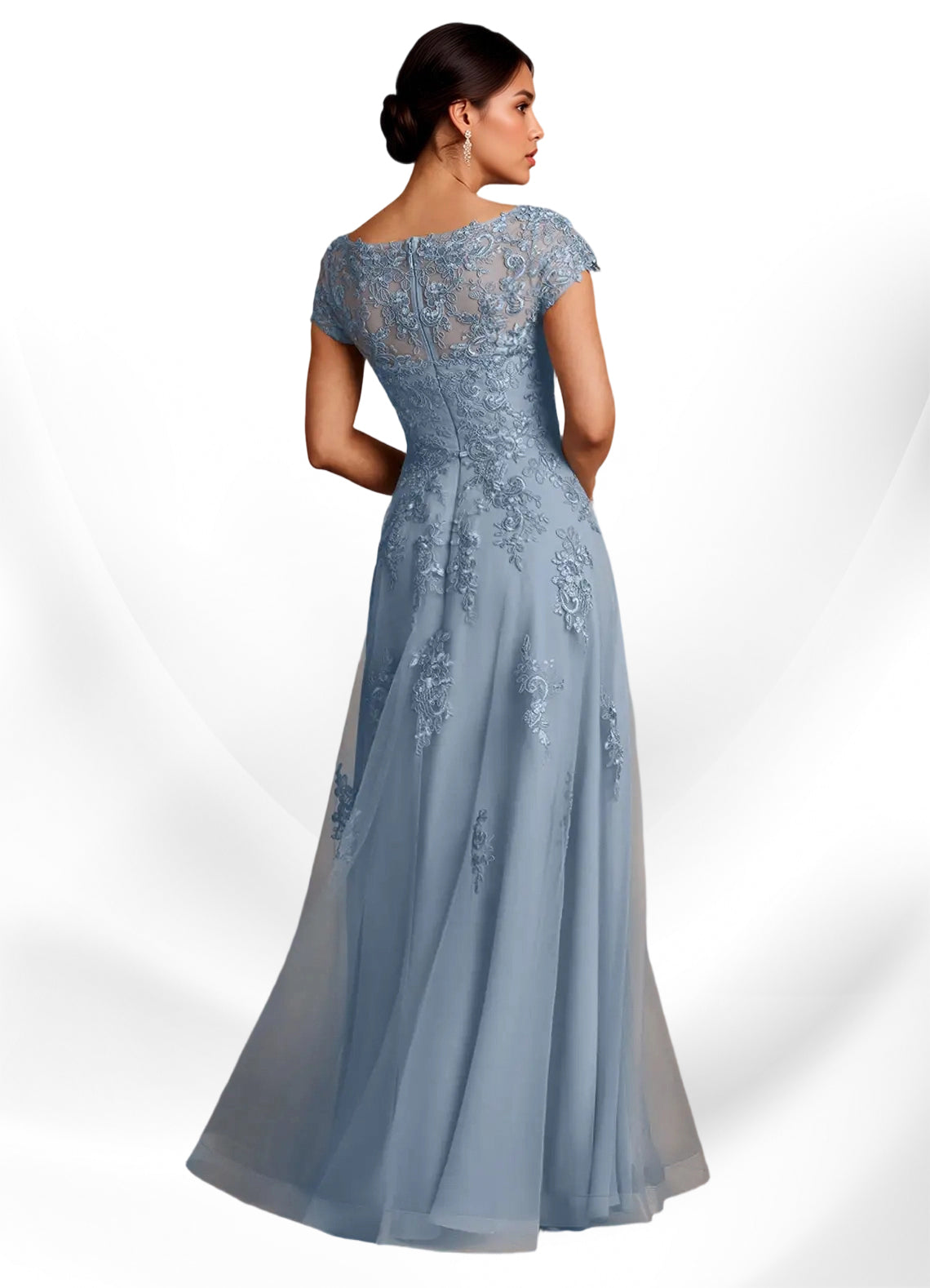 Augday A-Line Lace Chiffon Dress