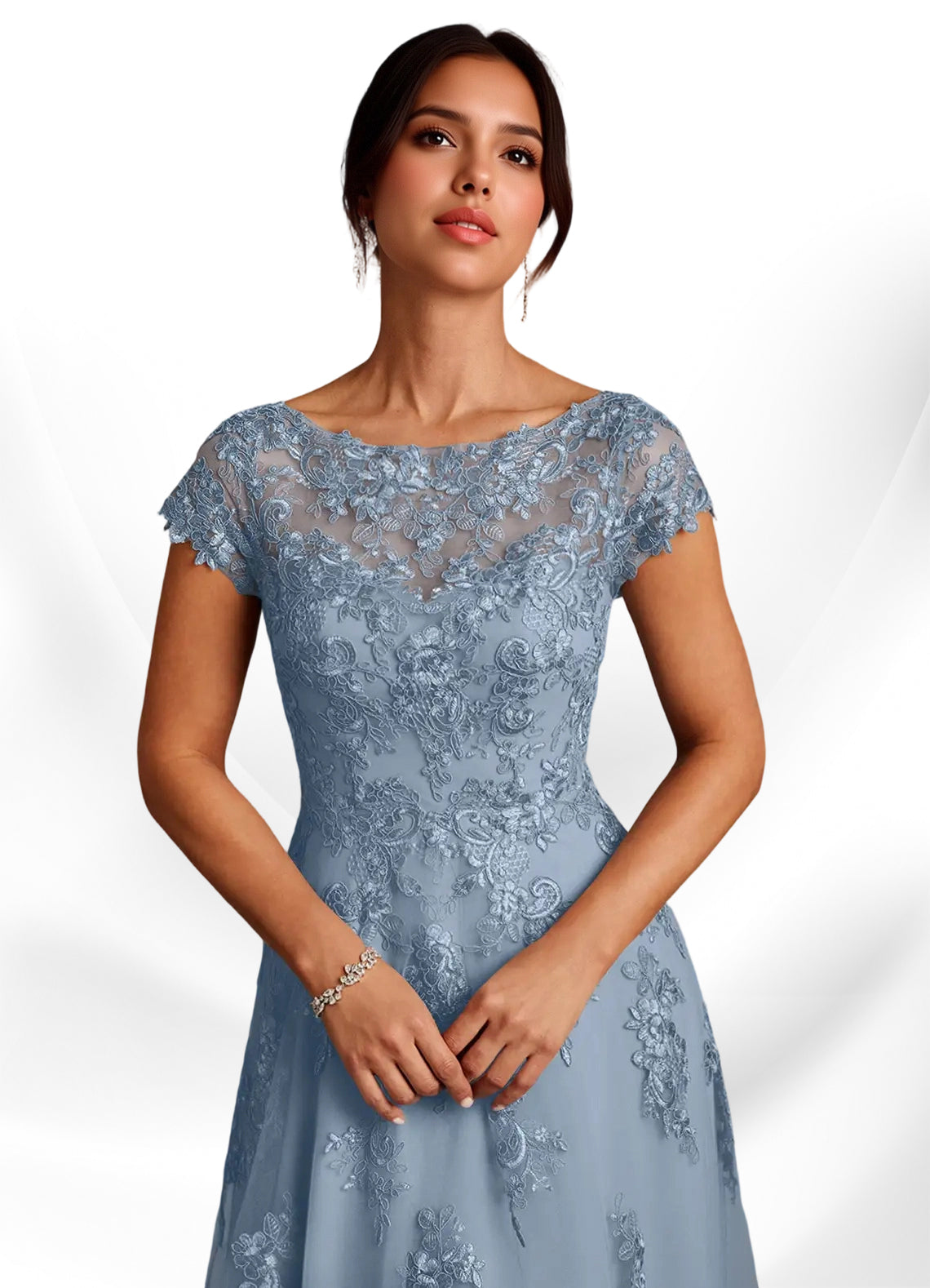 Augday A-Line Lace Chiffon Dress