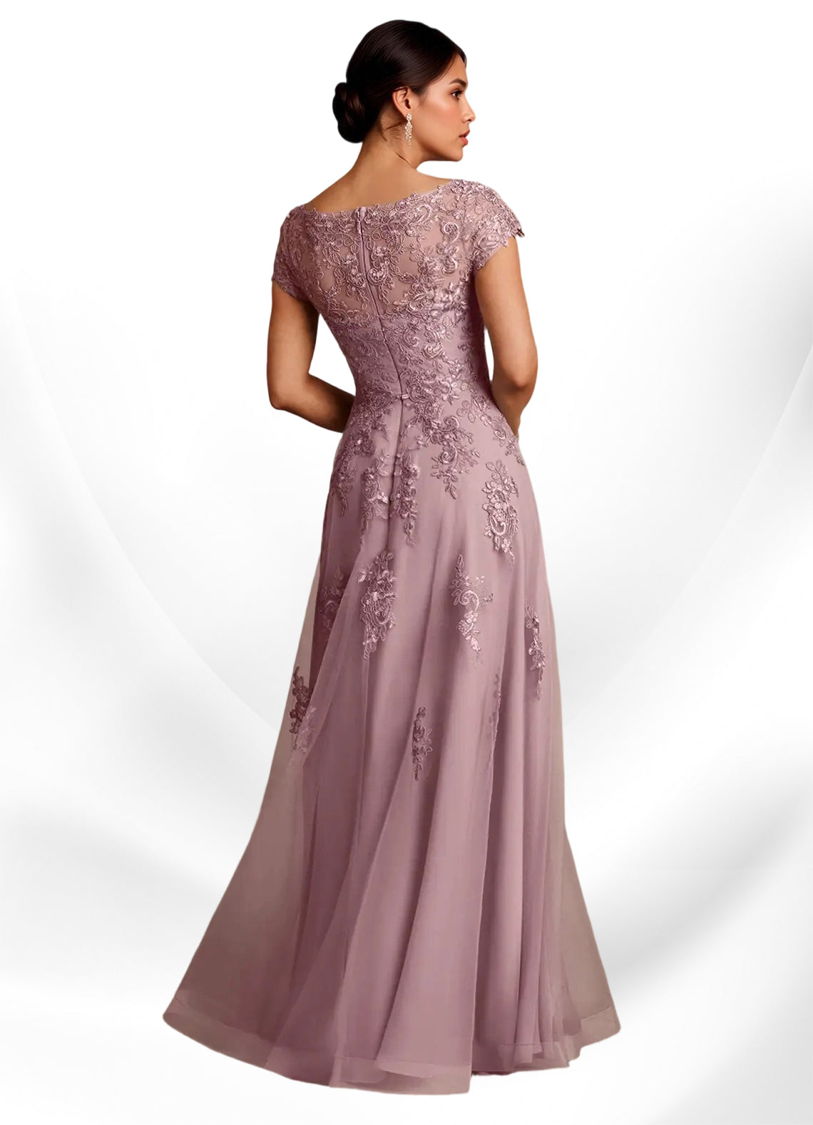 Augday A-Line Lace Chiffon Dress