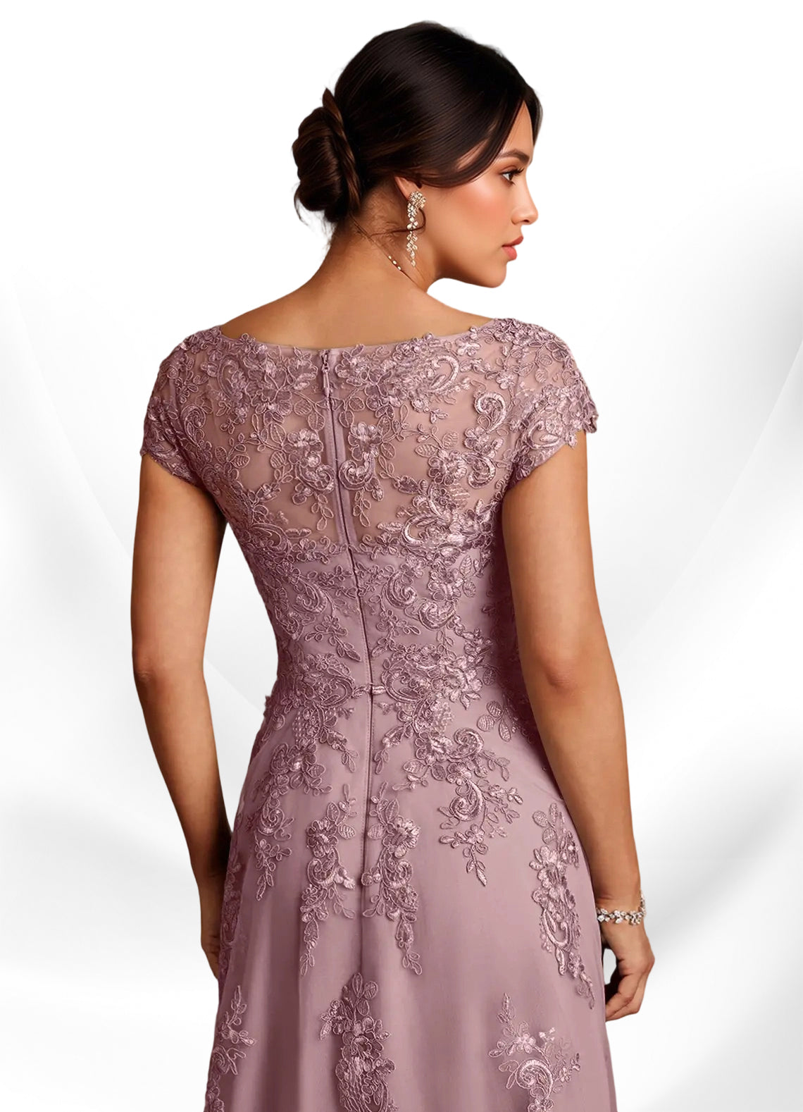 Augday A-Line Lace Chiffon Dress