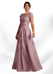 Augday A-Line Lace Chiffon Dress