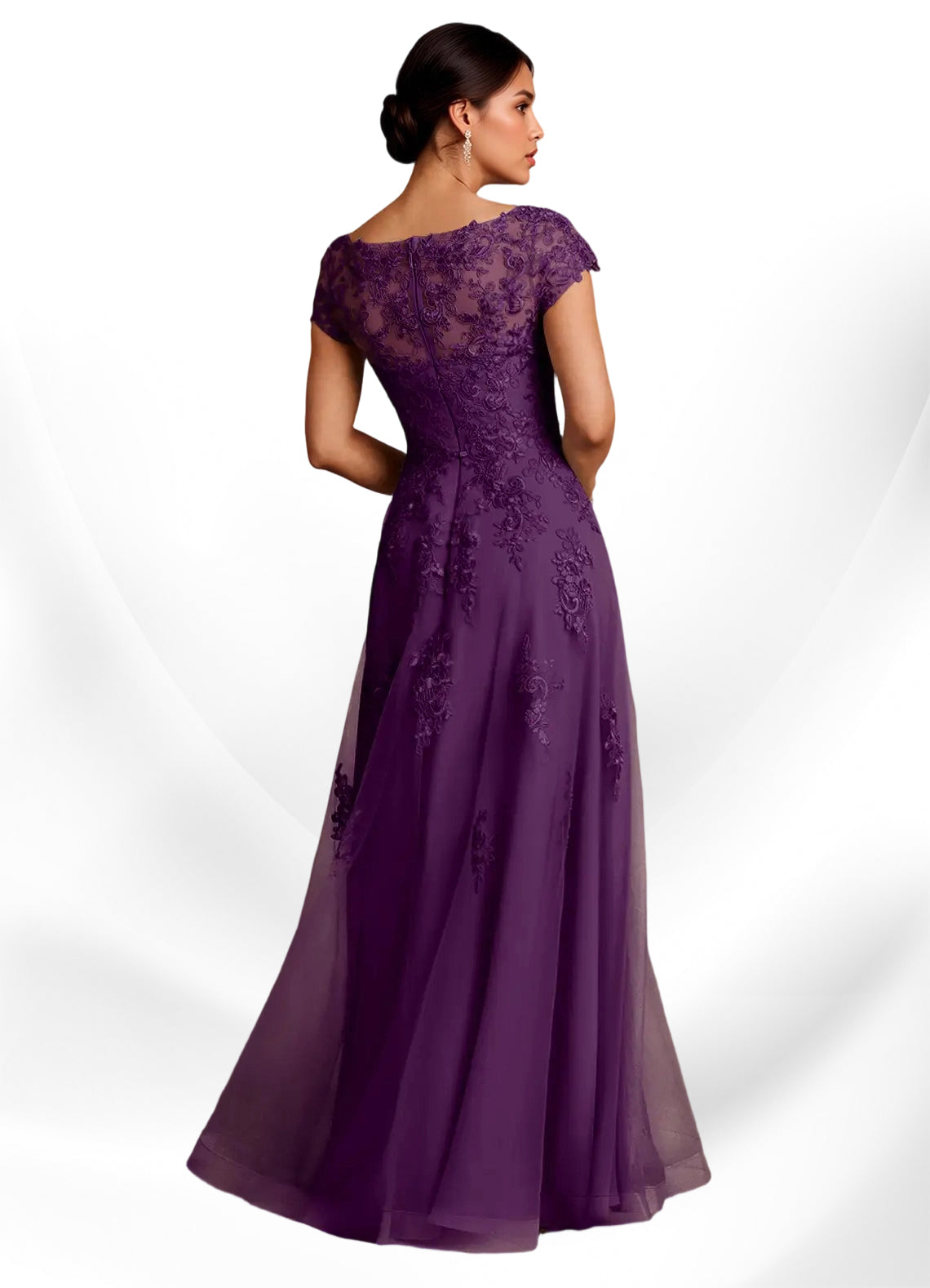 Augday A-Line Lace Chiffon Dress