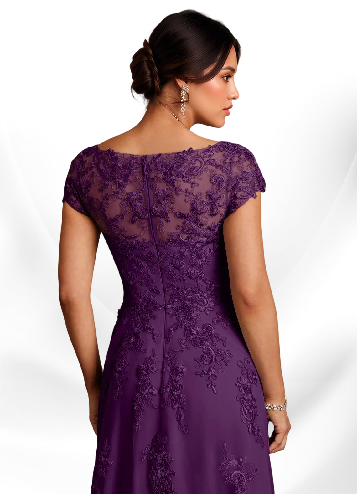 Augday A-Line Lace Chiffon Dress