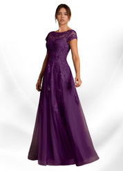 Augday A-Line Lace Chiffon Dress