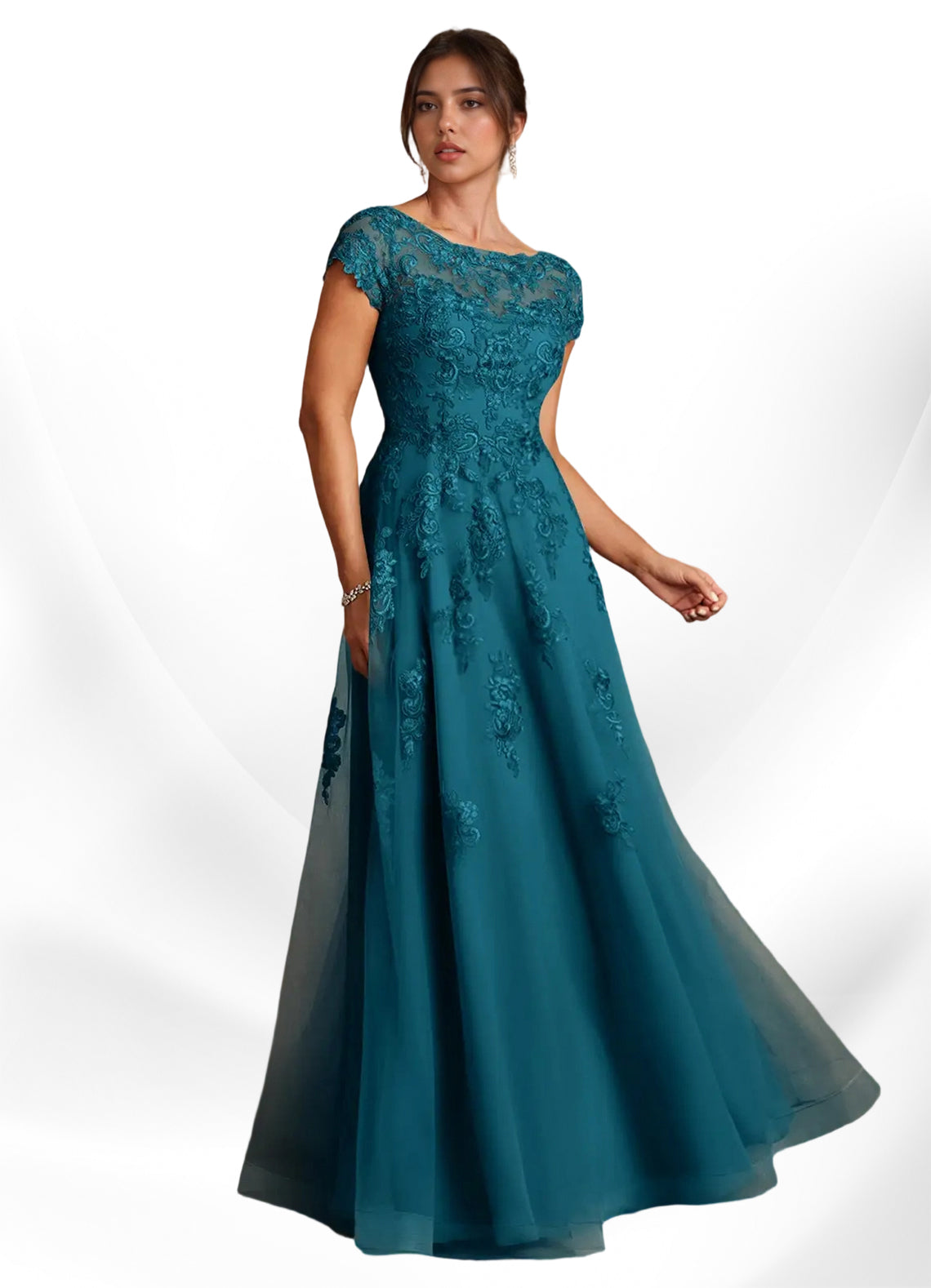 Augday A-Line Lace Chiffon Dress