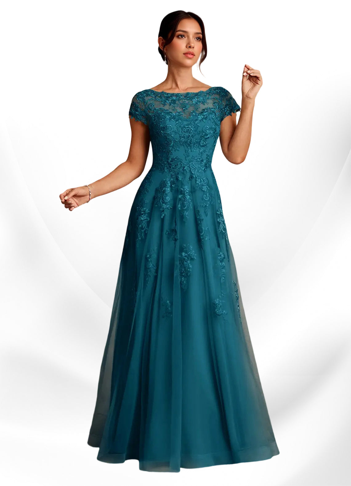 Augday A-Line Lace Chiffon Dress