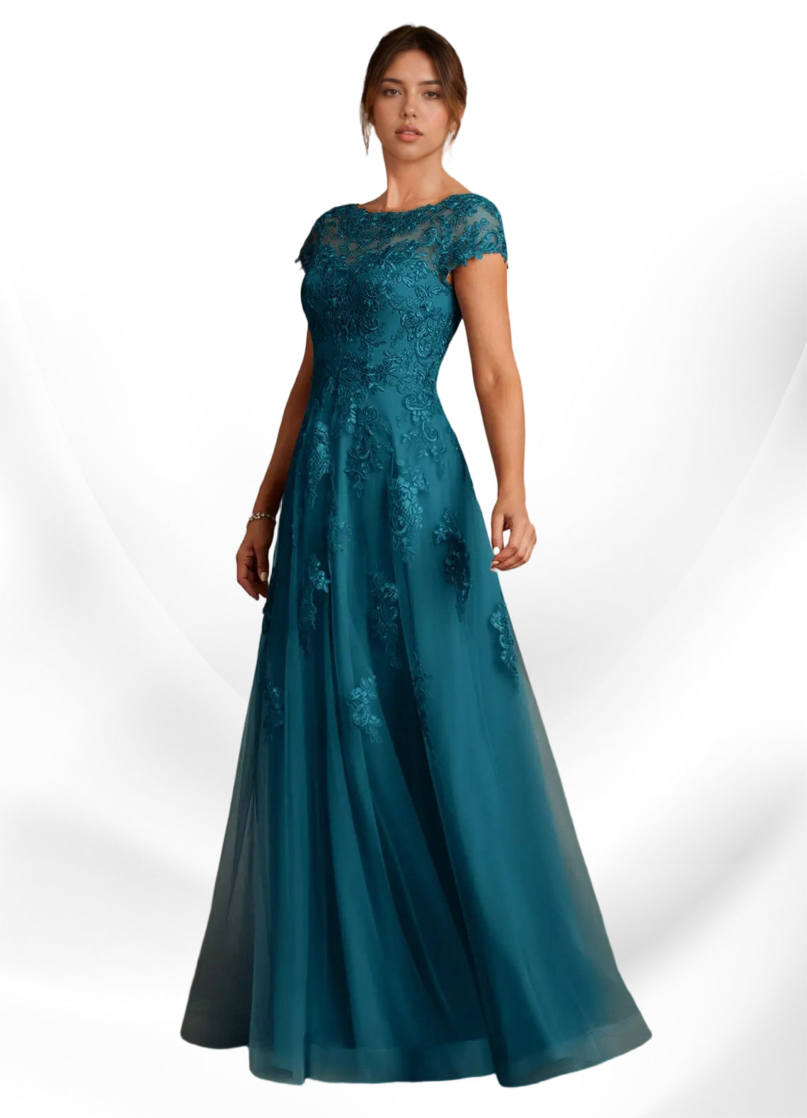 Augday A-Line Lace Chiffon Dress