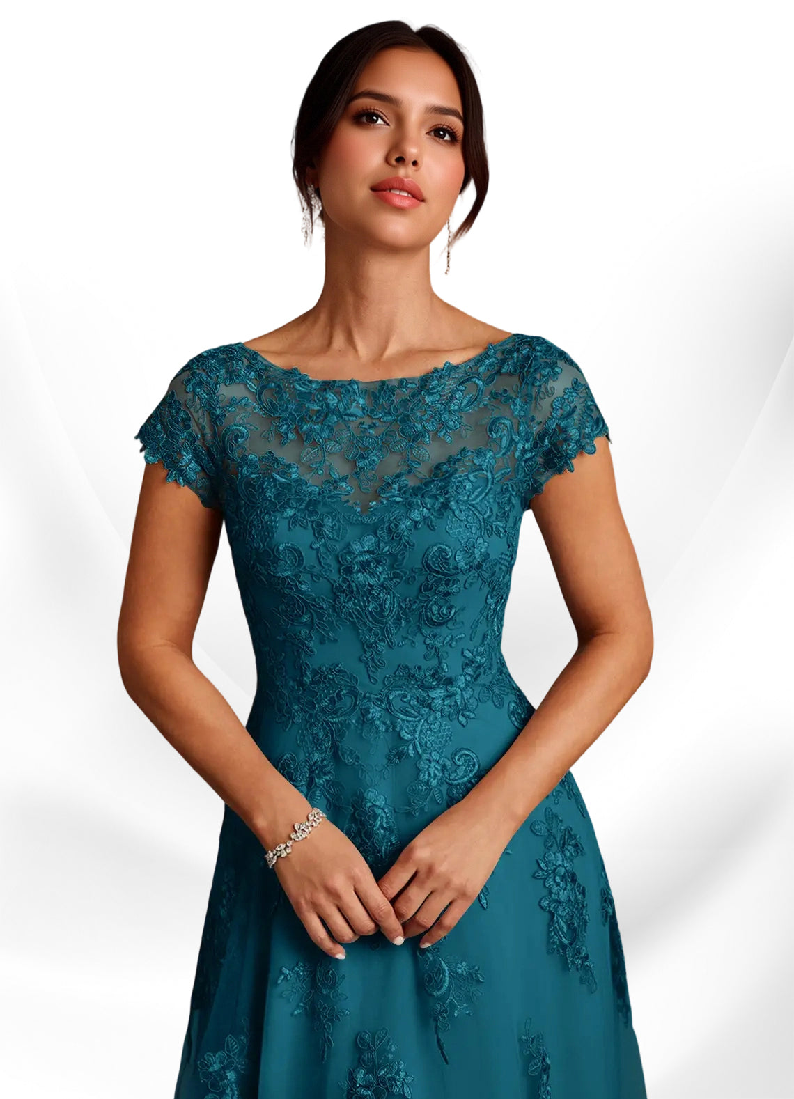 Augday A-Line Lace Chiffon Dress