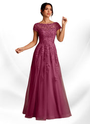 Augday A-Line Lace Chiffon Dress