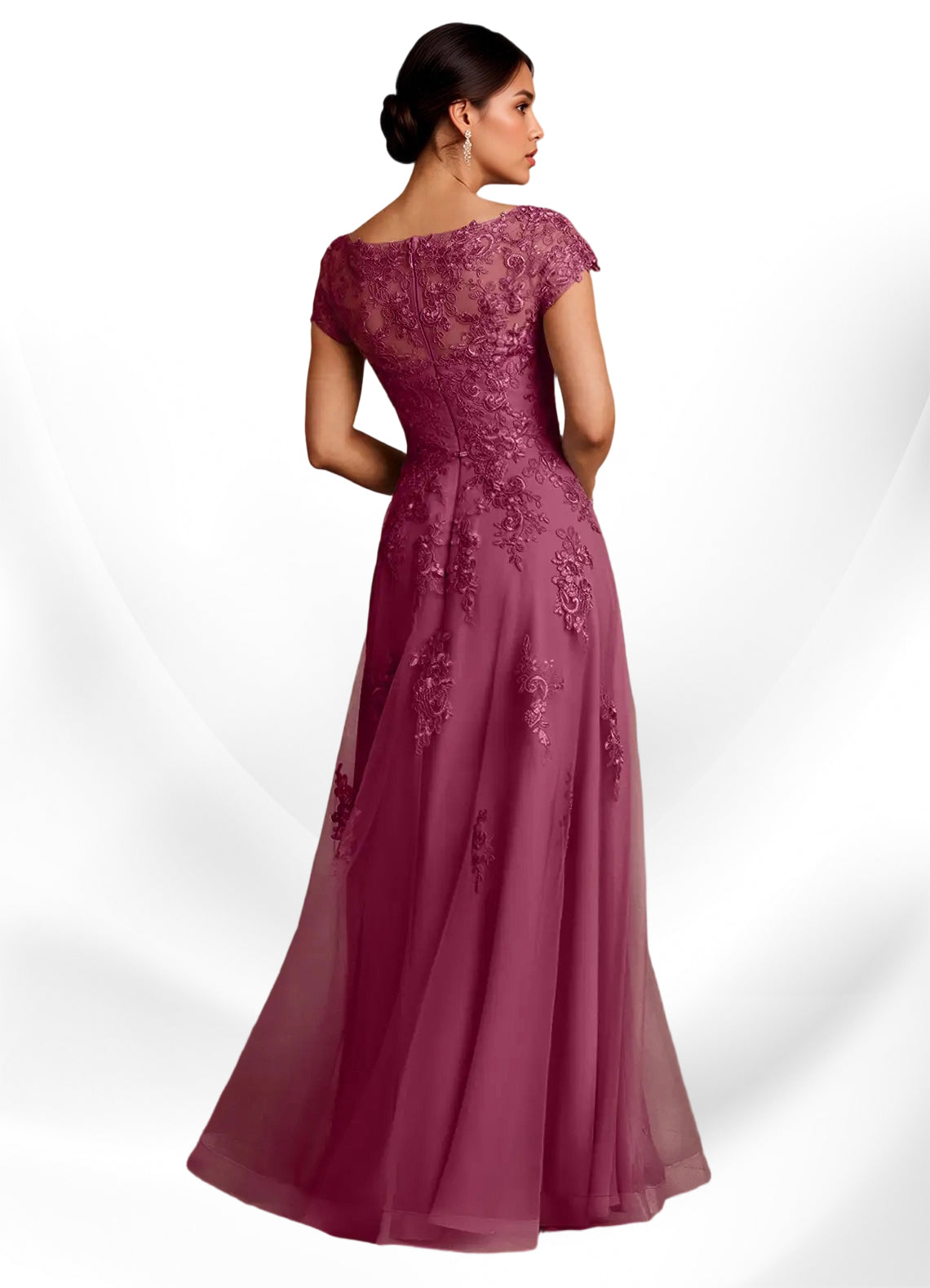 Augday A-Line Lace Chiffon Dress