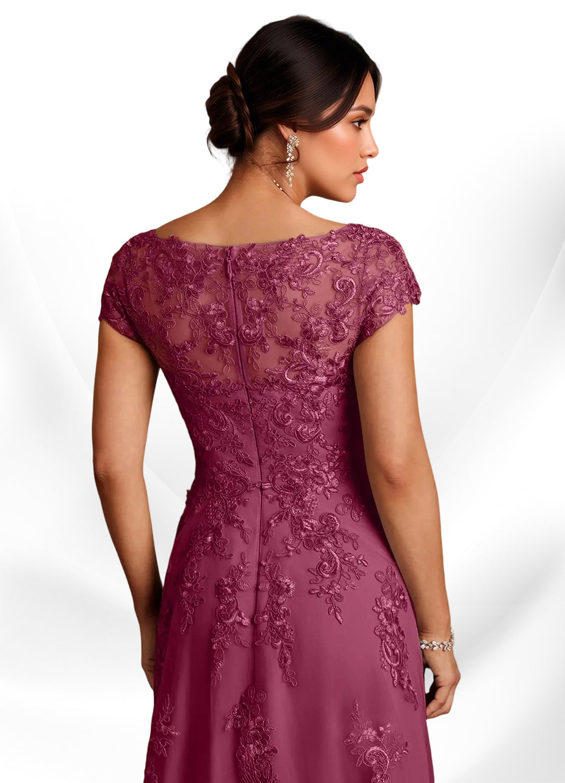 Augday A-Line Lace Chiffon Dress