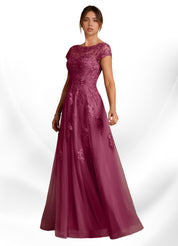 Augday A-Line Lace Chiffon Dress