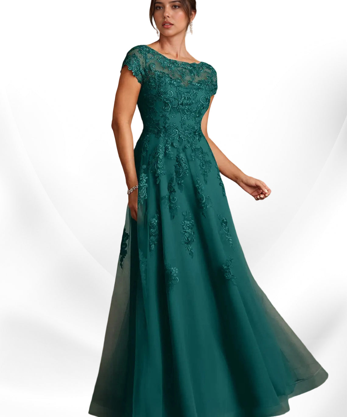 Augday A-Line Lace Chiffon Dress