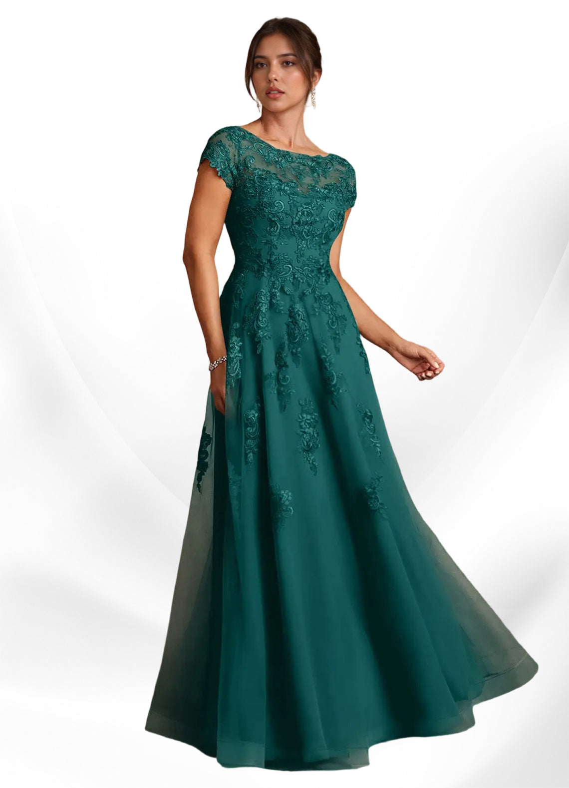 Augday A-Line Lace Chiffon Dress