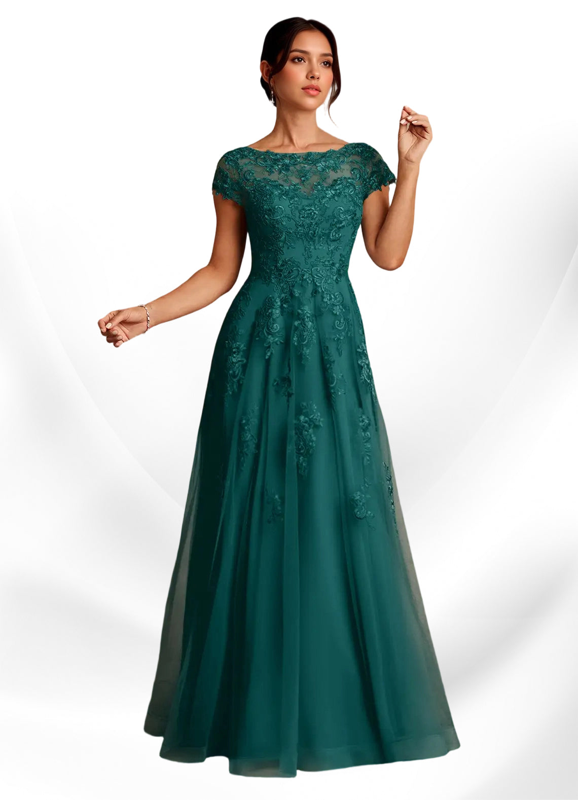 Augday A-Line Lace Chiffon Dress