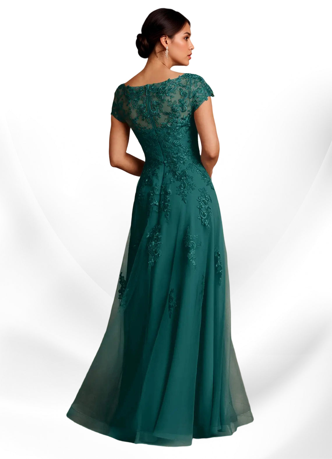 Augday A-Line Lace Chiffon Dress