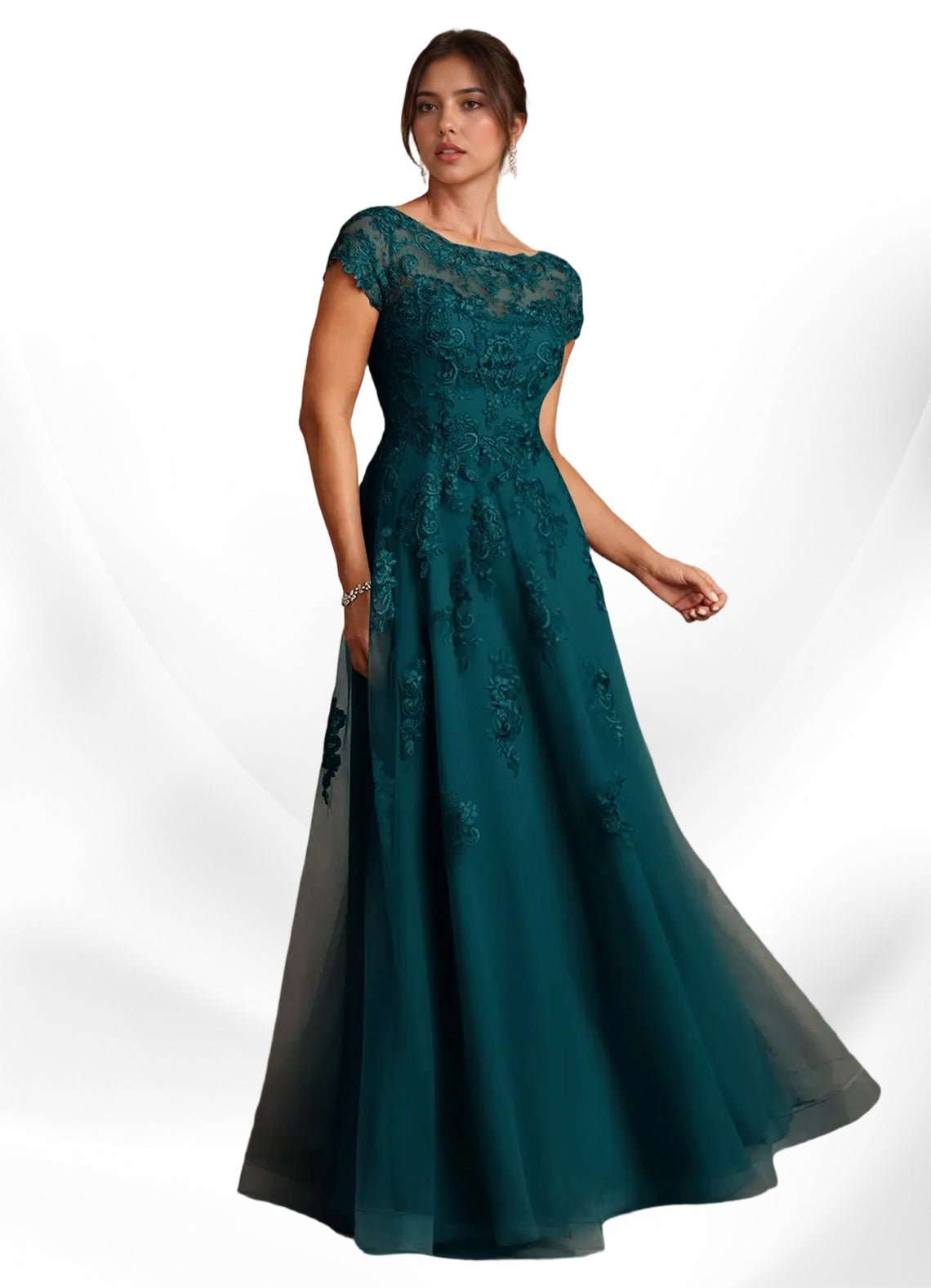 Augday A-Line Lace Chiffon Dress