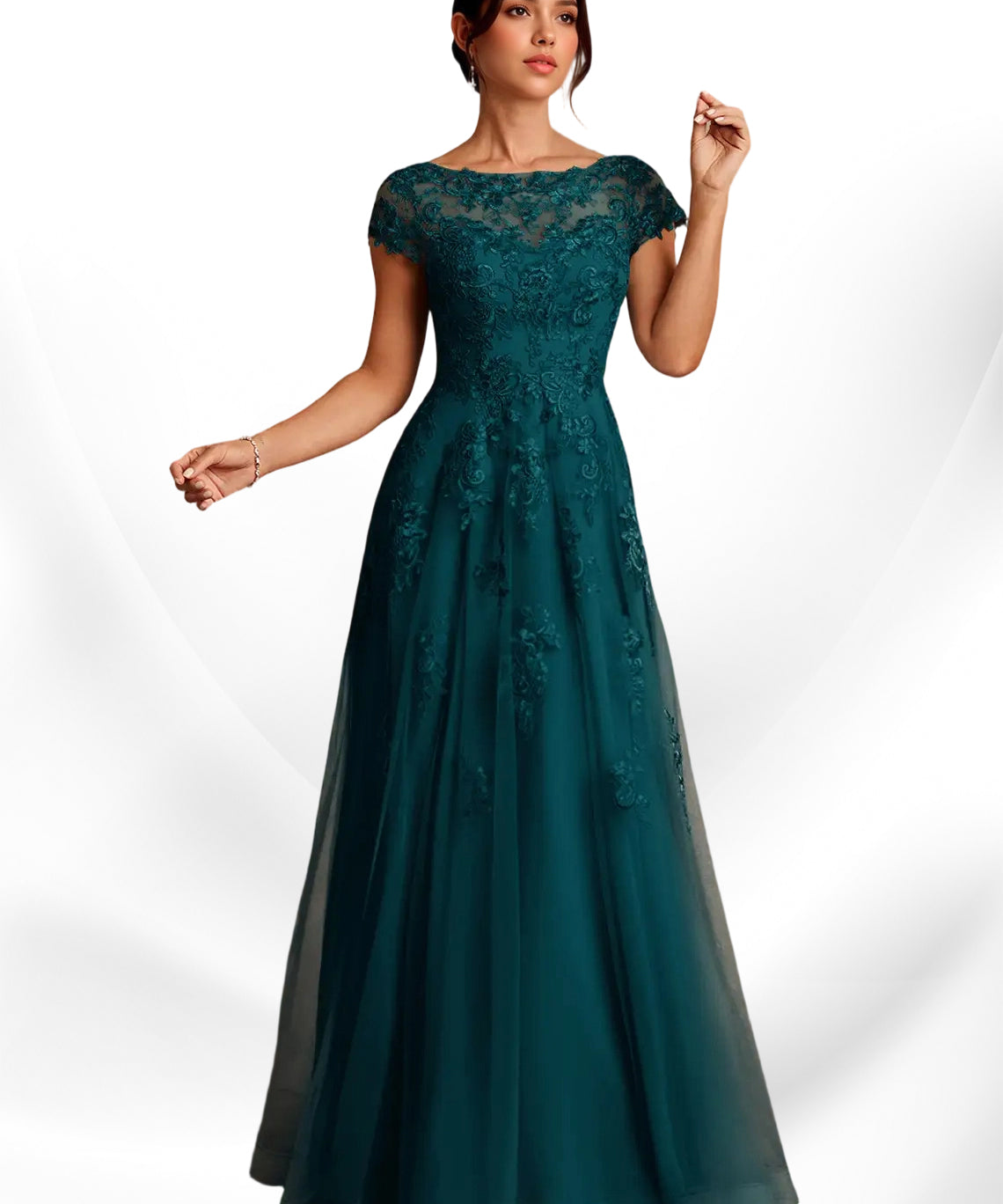 Augday A-Line Lace Chiffon Dress