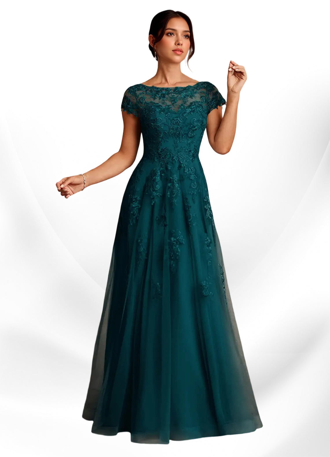 Augday A-Line Lace Chiffon Dress